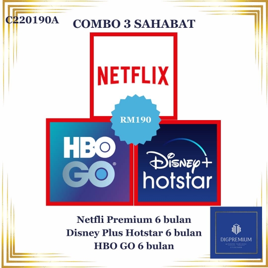 Netflix + HBO + Disney  6 bulan