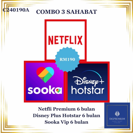 Netflix + Sooka + Disney  6 bulan
